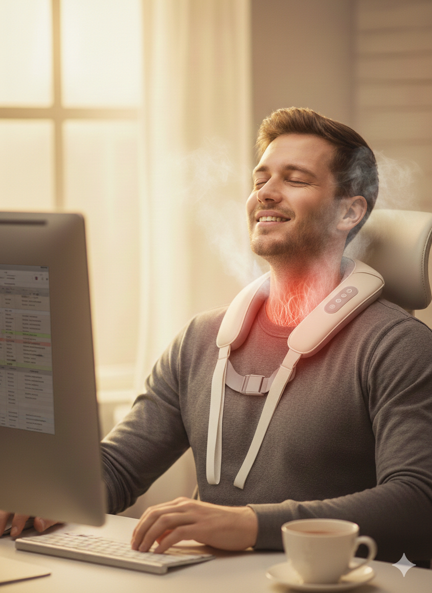 Hombre aliviando dolor cervical