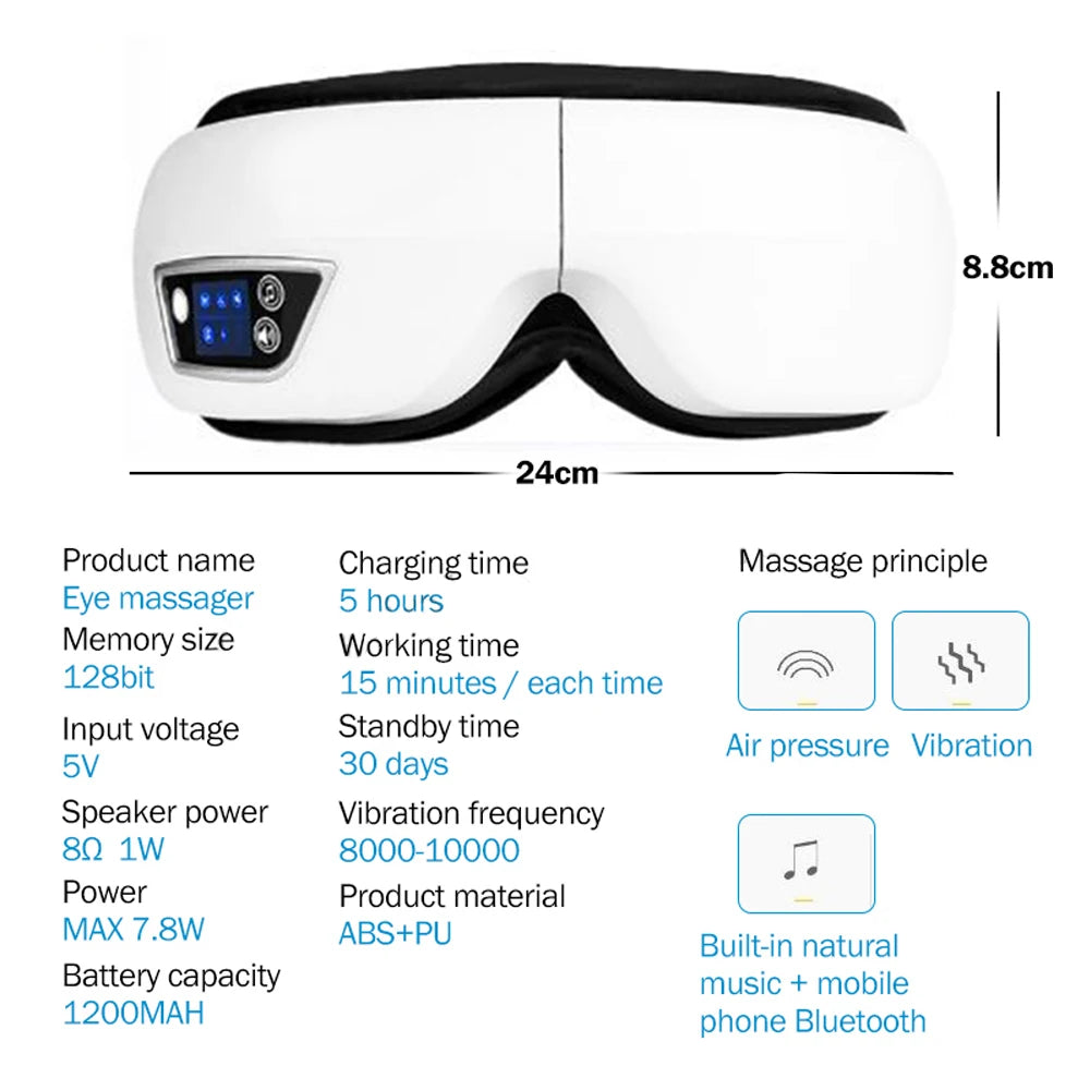 Masajeador Ocular Relax Con Calor y Bluetooth: La solución definitiva a la fatiga visual