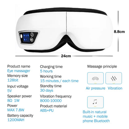 Masajeador Ocular Relax Con Calor y Bluetooth: La solución definitiva a la fatiga visual